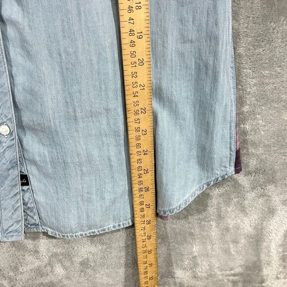 Rails Chambray Plaid Button Down Shirt Long Sleeve Collared Womens Size Medium - Picture 8 of 8